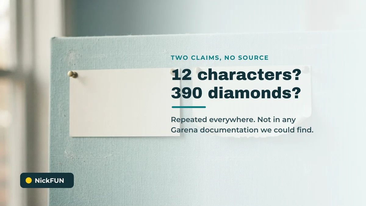 The 12 character limit and 390 diamond rename claims for Free Fire names have no Garena source
